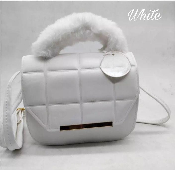 White Quilted Crossbody Bag for Females with Gold Hardware