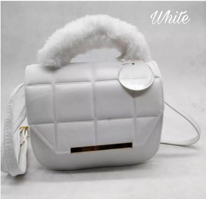 White Quilted Crossbody Bag for Females with Gold Hardware